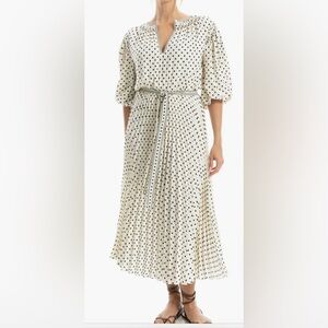 Max Studio London Ecru/ Khaki/ Black Pleated Dress